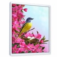 thumbnail image 3 of Designart 'Little Yellow Bird Near The Nest with Pink Flowers' Traditional Framed Canvas Wall Art Print, 3 of 5