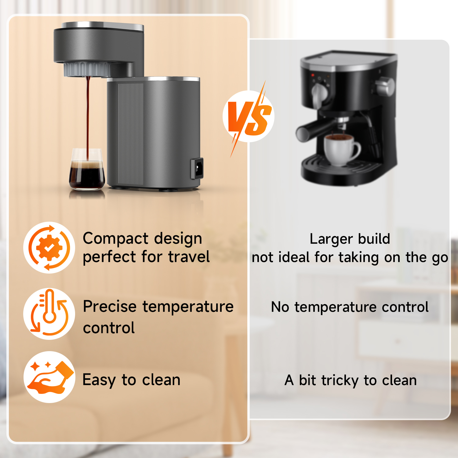 PANCERKA Portable Espresso Machine, Hot and Iced Coffee Maker, Adjustable Warm Plate, Black