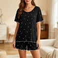 thumbnail image 4 of Naittoop Modal Soft Shorts Pajamas Sets for Women Cute Heart Print Summer Short Sleeve Sleepwear 2 Piece Lounge Sets, 4 of 5