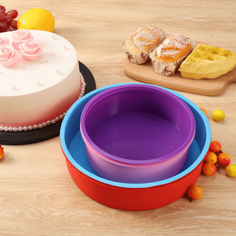 4pcs 6 inch Round Cake Pan, Silicone Cake Pan Non-Stick Cheesecake Mould Pans Baking Pans Layer Cake Pans Set, Fit Oven, Freezer, Microwave Oven