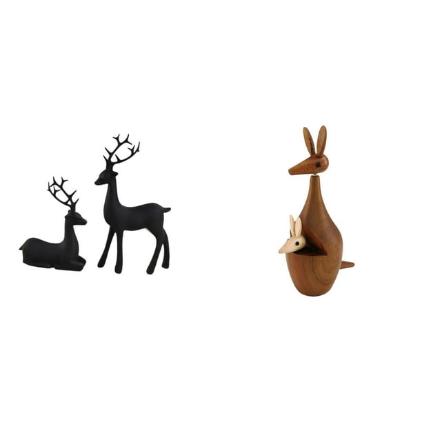 Estatua de reno,Estatua de reno negro,decoración del hogar,arte y artesanía,estatua,Estatuas,figuras de animales,manualidades,Escultura de madera del zoológico,regalo de decoración de