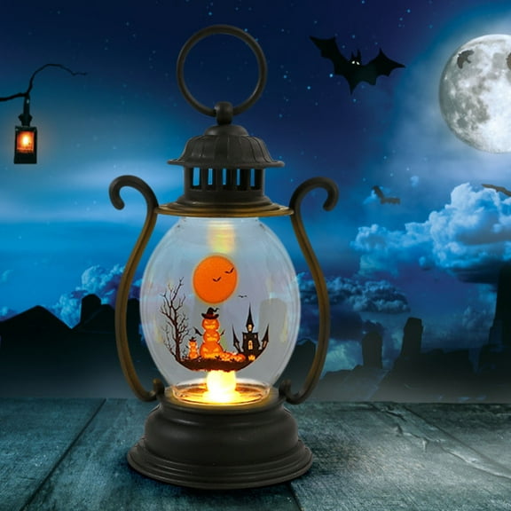Taotanxi Halloween Small Lantern Lantern with Flickering LED Candle, Vintage Mini Small Lantern Lights with AAA Battery Decor Gifts Indoor Porch Garden Lantern Halloween Party Hanging Lanterns