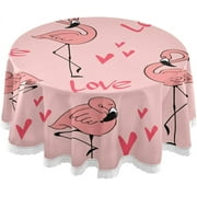SKYSONIC Beautiful Flamingo Round Tablecloth 60In,Table Cover Water Resistant Spill Proof Large Table Cover for Indoor & Outdoor Family Gathering Dinner, Hotel, BBQ