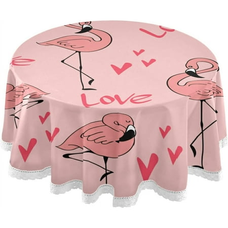 SKYSONIC Beautiful Flamingo Round Tablecloth 60In,Table Cover Water Resistant Spill Proof Large Table Cover for Indoor & Outdoor Family Gathering Dinner, Hotel, BBQ