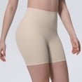 thumbnail image 4 of Women High Waist Tummy Control Solid Seamless Biker Shorts Stretch Skinny Yoga Running Workout Fitness 3 Inch Athletic Compression Short Pants 13-Khaki S, 4 of 5