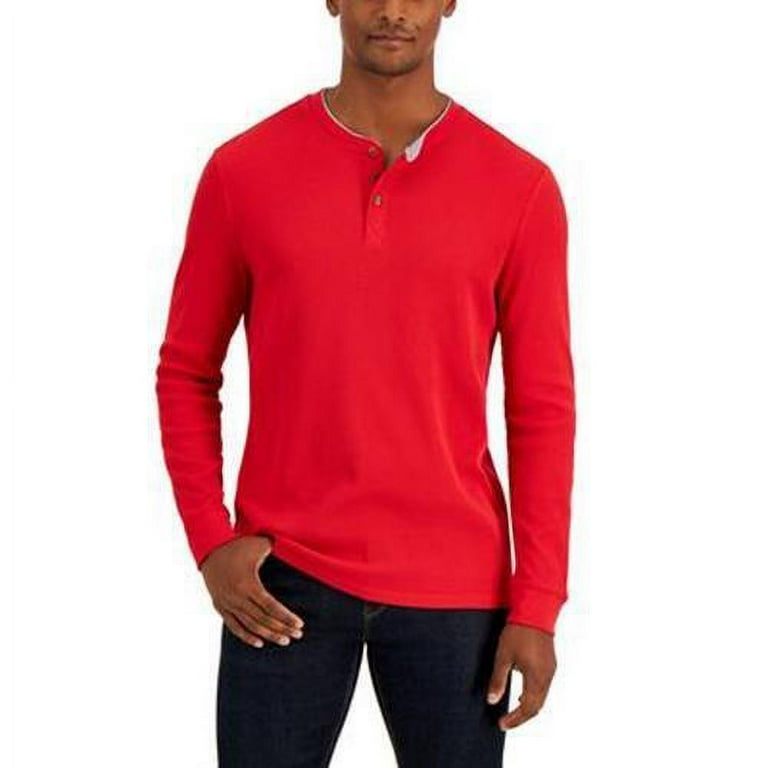 Men's waffle thermal henley hot sale