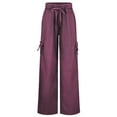 thumbnail image 6 of Grianlook Women Trousers Low Waisted Yoga Pants With Pockets Bottoms Ladies Long Sweatpants Full-Length Elastic Waist Jeggings Claret XS, 6 of 7