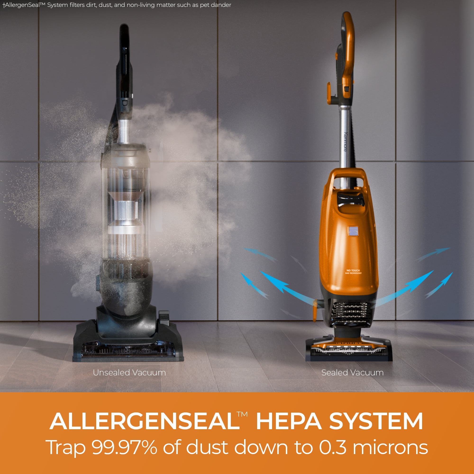 Kenmore Intuition® Upright Vacuum, Bagged, Pet Friendly, Lift-up Canister, No-Touch Bag, AllergenSeal HEPA, BU4019, Orange