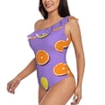 thumbnail image 4 of Balery Yellow Lemon And Orange One Shoulder Swimsuits for Women Ruffle Swimsuits Tummy Control One Shoulder Bathing Suits-XX-Large, 4 of 8