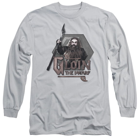 The Hobbit Gloin Long Sleeve Adult 18/1 T-Shirt  Silver