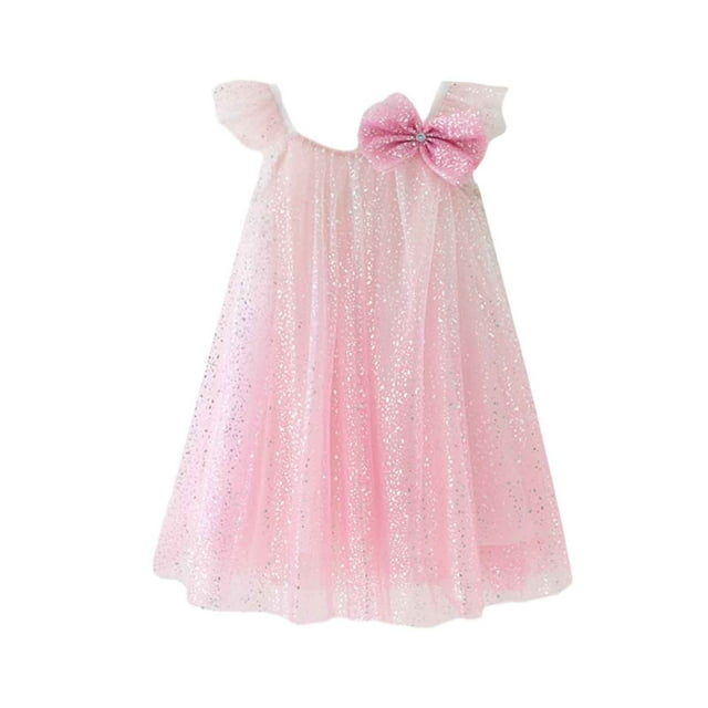 TJAZFJPA Robe Fille Tout-Petit Enfants Été Papillon Maille Manches Volantes Robe Princesse Jupe en Maille Robes Filles Taille 14-16