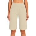 thumbnail image 4 of Vibrex Women's 5" Yoga Capris No Front Seam High Stretch Tight Leggings for Gym Running Workout,Brown_XL, 4 of 9