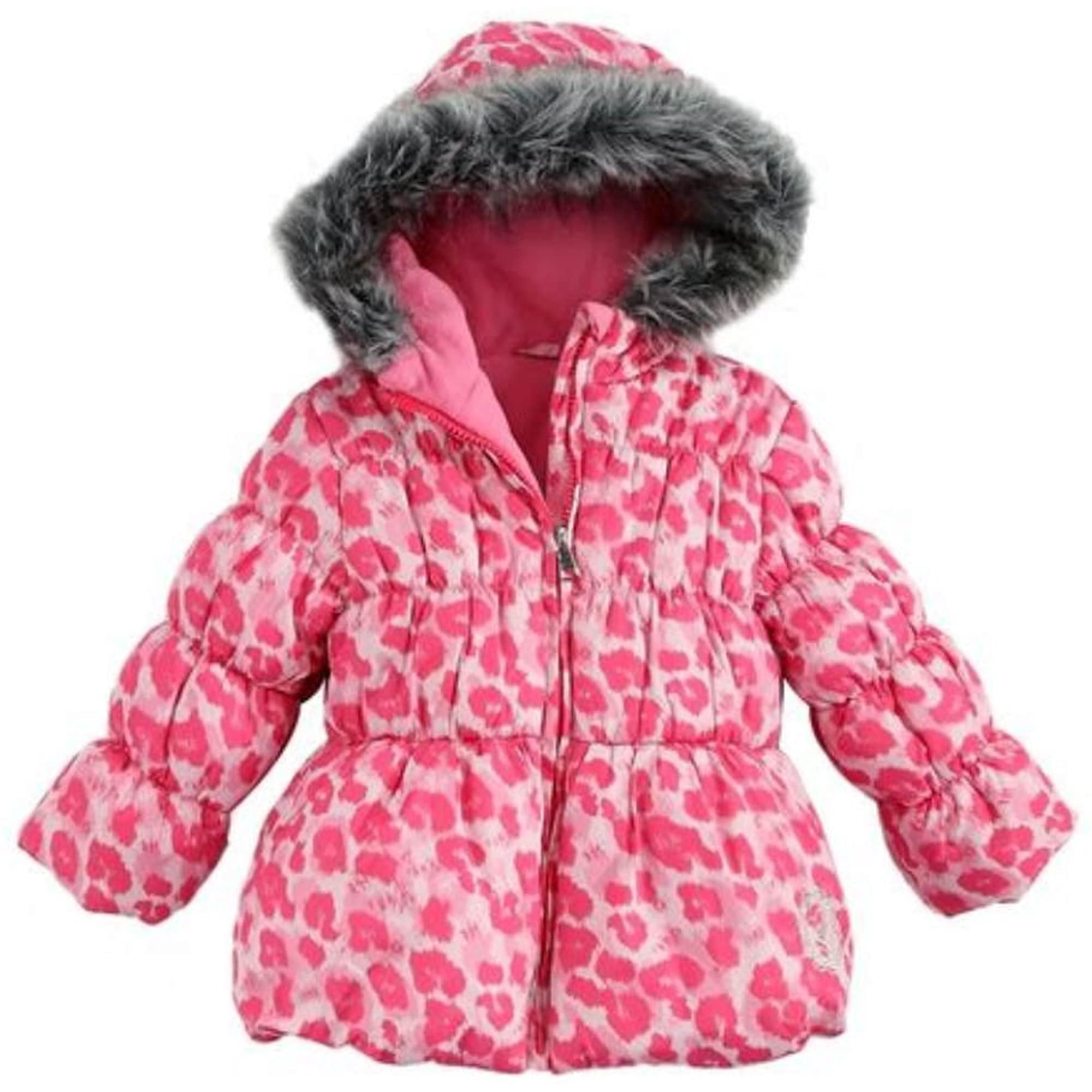 Pistachio Girls Pink Leopard Print Winter Coat Fur Trim Ski Jacket 4 Walmart
