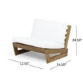 thumbnail image 5 of GDF Studio Elloree Outdoor Acacia Wood Club Chairs with Cushions, Set of 2, Teak and White, 5 of 14