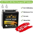 thumbnail image 2 of YTX7L-BS 100CCA High Performance Maintenance Free Sealed AGM Motorcycle ATV Battery, 2 of 5