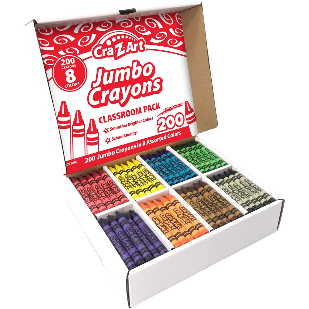 CraZArt, CZA740061, Jumbo Crayons Classroom Pack, 200, Multi