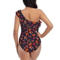 thumbnail image 5 of Pofeuu Autumnal Forest Print Women's One Piece Swimsuits One Shoulder Swimwear Asymmetric Ruffle Monokinis Bathing Suits-X-Large, 5 of 6