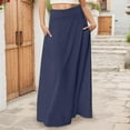 thumbnail image 2 of MIXUE Skirts For Women Summer Solid Color Elastic High Waist Casual Maxi Skirt Outwear,Blue,M, 2 of 5