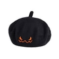 thumbnail image 3 of CINVREST Halloween Party Hat Creative Pumpkin Beret-Hat Cute Embroidery Fashion Knitted Hats Fall Winter Party Headwear (Free Size, Black), 3 of 7