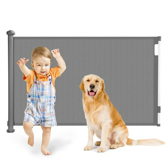Fresh Fab Finds FFF-Grey-GPCT4279 Retractable Baby Security Gate Door 58.3 in. Extra Wide Stair Gate for Toddlers&#44; Gray