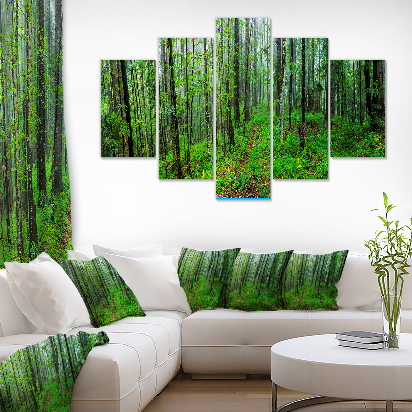 Designart 'Green Wild Forest with Dense Trees ' Forest Canvas Art Print
