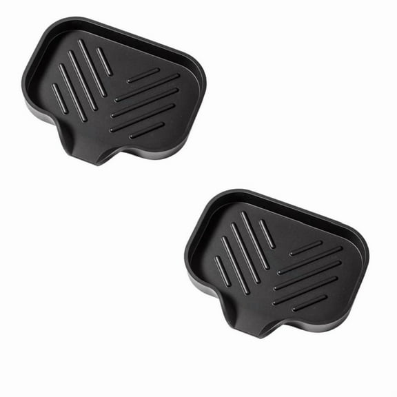 2 Pack  Silicone Bathroom Soap Dishes with Drain Spout-Bathroom and Kitchen Sink Organizer,Sponge Holder,Dish Soap Tray,Perfect for Dispenser,Scrubber,Bottle,Cup on Sink or Counter-Black 4.9"×3.2"