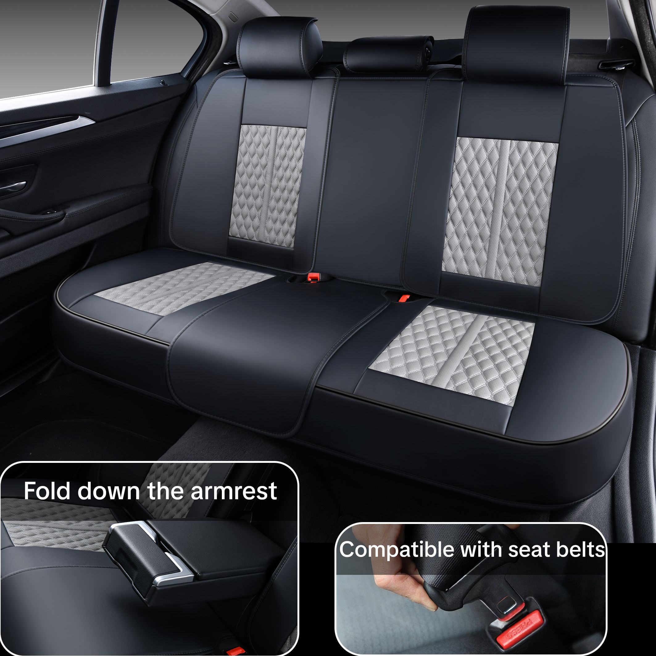 Car Seat Cover for Chevrolet Trailblazer 2021-2026, Gray and Black Car Seat Covers, Premium Leather, 5 Seats Full Set, Anti-Slip, With Lumbar Support, Protect and Upgrade Seats