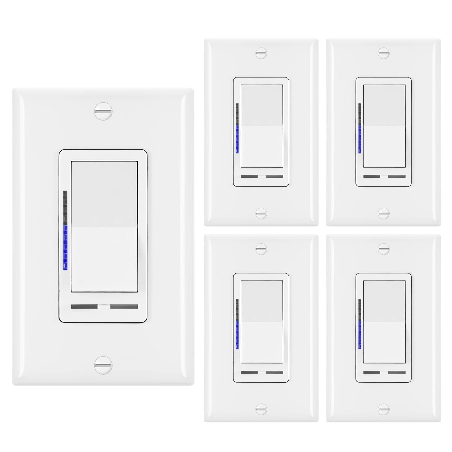 [5 Pack] BESTTEN Digital Dimmer Switch with LED Indicator, Horizontal
