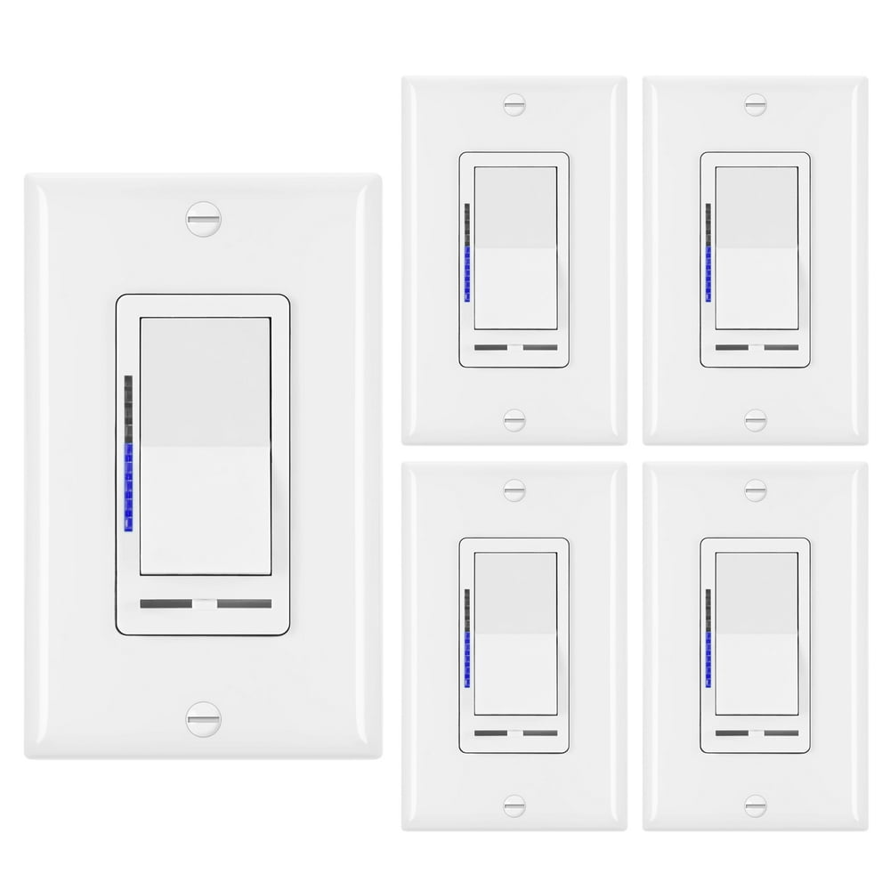 [5 Pack] BESTTEN Digital Dimmer Switch with LED Indicator, Horizontal