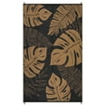 thumbnail image 3 of GlowSol 9'x12' Outdoor Rug Plastic Straw Weatherproof Reversible Rug Modern Leaves Patio Camping Rugs for Deck Porch Picnic Balcony, Black Brown, 3 of 9