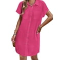 thumbnail image 2 of Vestido Zeaoo de lino para mujer, camisa de verano con bolsillo, color rosa XL, 2 of 7