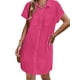 thumbnail image 2 of Vestido Zeaoo de lino para mujer, camisa de verano con bolsillo, color rosa XL, 2 of 7