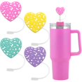 thumbnail image 1 of Funda para vaso, adorno de paja rosa de 10mm, tapa de paja con forma de corazón de leopardo para accesorios de taza, bonita funda de paja de amor para taza, 1 of 5