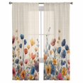thumbnail image 7 of Sheer Curtains 96 inches Long, Blue and Yellow Poppy Watercolor Floral Plants Retro Linen Light Filtering Sheer Window Curtains Rod Pocket Voile Drapes for Bedroom Living Room, 52"W x 96"L 2 Panels, 7 of 7