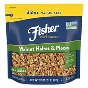 Fisher Chef's Naturals Gluten Free, No Preservatives, Non-GMO Walnut Halves & Pieces, 32 oz Bag