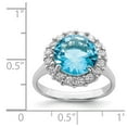 thumbnail image 3 of Solid 925 Sterling Silver Blue and Clear CZ Cubic Zirconia Anniversary Ring Band Size 6, 3 of 4