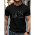 thumbnail image 4 of Men's T-Shirt Single Line Drawing Two Elephant Modern Art Short Sleeve Casual Tee Classic Crew Neck T-Shirt for Men, S, 4 of 6