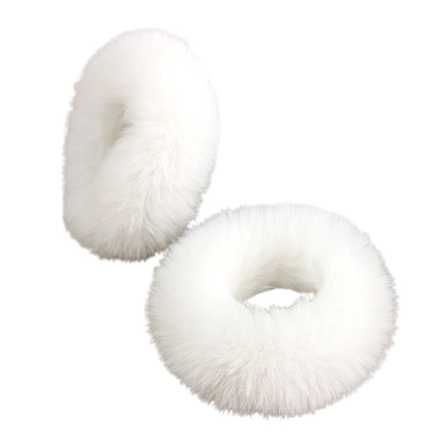 Trayknick 2Pcs Bright Color Simple Hair Ties Handmade Faux Rabbit Fur Furry Scrunchies Hair Accessories