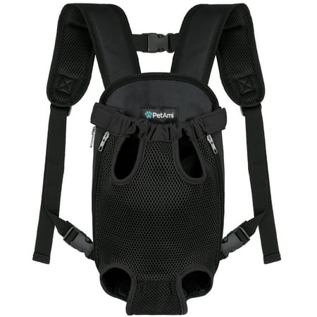 PetAmi Dog Carrier Backpack  Adjustable Dog Pet Cat Front Carrier Backpack Ventilated Dog Chest Carrier for Hiking Camping Travel  Sling Bag for Small Medium Dog Cat and Puppies Medium Black