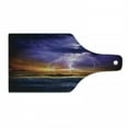 thumbnail image 1 of Nature Cutting Board, Epic Thunder and the Storm on the Sea Wave Horizon Bad Weather Atmosphere, Tempered Glass Cutting and Serving Board, Wine Bottle Shape, Purple and Orange, by Ambesonne, 1 of 1