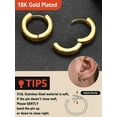 thumbnail image 5 of FaithHeart Norse Viking Rune Earrings for Men Punk Ear Huggie Hoops Gold Plated Stainless Steel Jewelry Gift for Dad Father's Day Birthday Christmas, 5 of 8