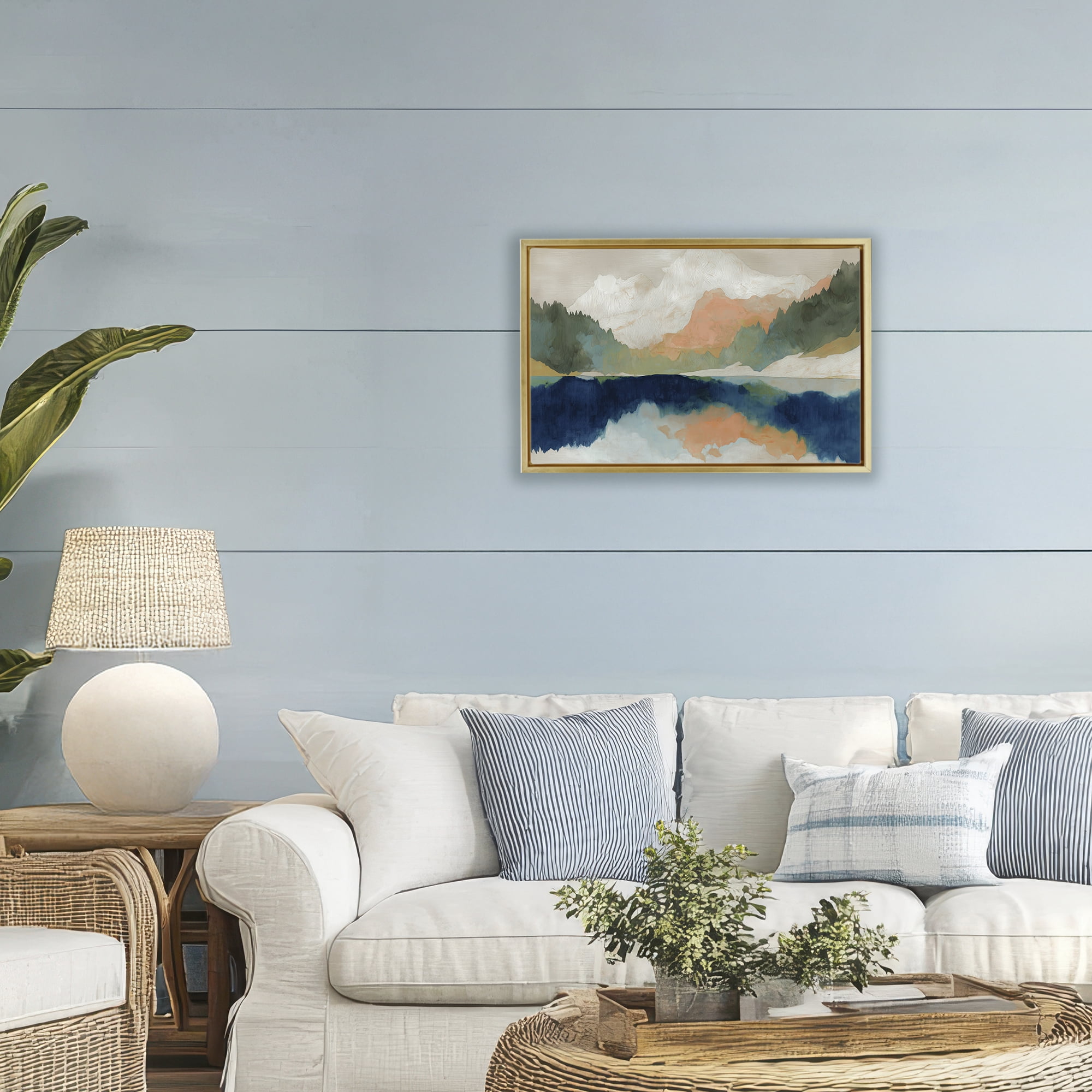 Stupell Industries Alpine Autumn Lake Reflection Gold Framed Floater Canvas Wall Art, design by Chromatic Storm Studio