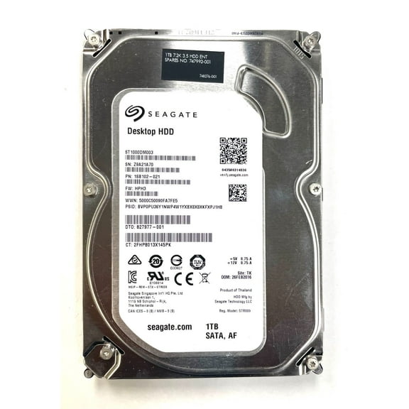 Genuine HP Seagate 1TB 7.2K 3.5" SATA 6GBS HDD ST1000DM003 Desktop Hard Drive