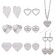 thumbnail image 1 of 12 piezas de 6 estilos de acero inoxidable 304, dijes planos de corazón con ojo, dijes de corazón hueco, 1 of 6