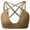 Coffee, variant on Wang6 Womens Spaghetti Strap Cropped Camisole Ribbed Workout Sports Bras Wireless Seamless Longline Bras Front Cross Bandage Yoga Fitness Gym Top White S