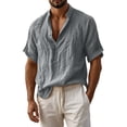 thumbnail image 3 of Guluxicc Men's Cotton Shirts Collared Short Sleeve Beach Vacation Tops for Everyday Wear Spring Summer Casual Outfits, 3 of 8