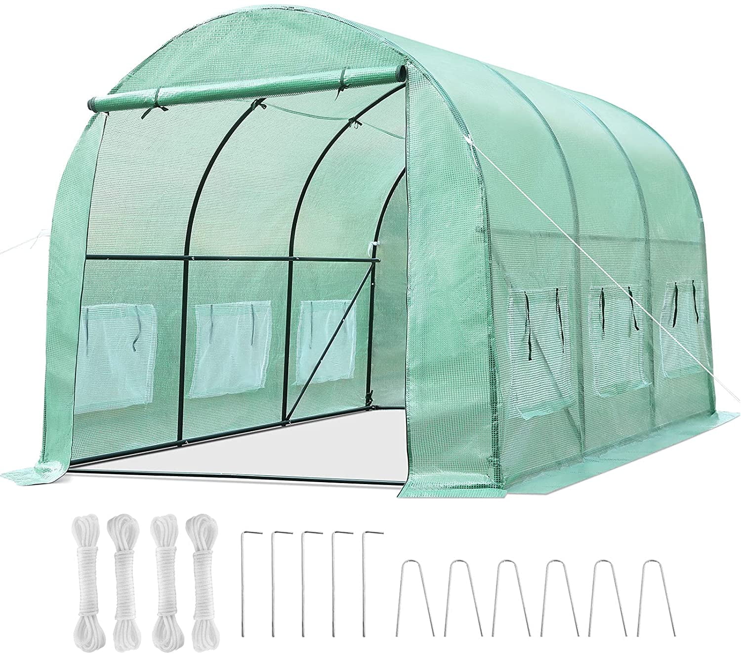 Details about   15x7x7ft Walk-in Greenhouse Tunnel Tent Gardening Accessory w/Roll-Up Windows 