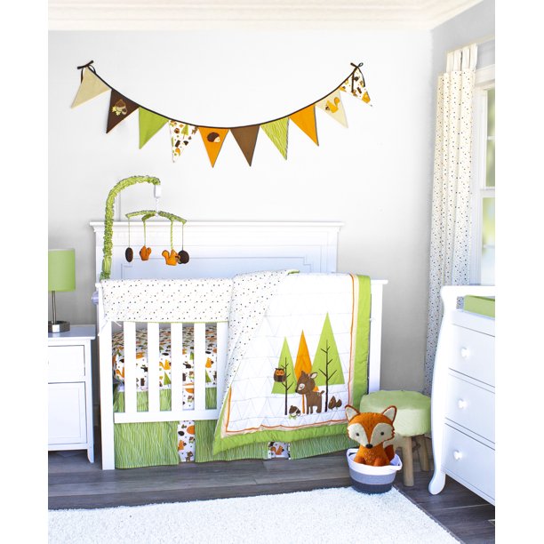 Pam Grace Creations Charming Woodland Forest 6 Piece Crib Bedding Set