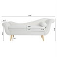 thumbnail image 7 of Triple Tree Upholstered Fabric Chaise Lounge Modern Arms Wave Back Solid Wood Legs Pillow, White, 7 of 7