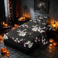 thumbnail image 2 of Homewish Halloween Skull Moth Twin Sheets for Girls, Moon Star Floral Bedding, Black White Pink, 3 Pieces (1 Flat Sheet, 1 Fitted Sheet and 1 Pillowcase), 2 of 6
